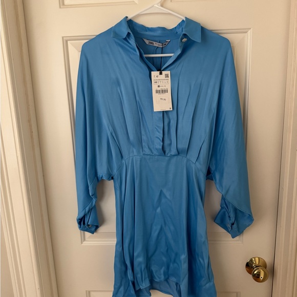 NWT Zara Blue Collared Dress - Picture 5 of 7